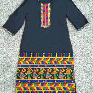 Folk-Art Black Dress with hand embroidery.
